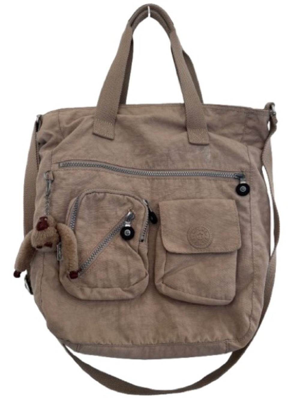 Kipling Joslyn Dune Crossbody Tote Bag Beige Monkey Key Ring